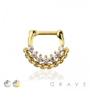 MULTI GEM CZ ROPE SEPTUM HINGED CLICKER